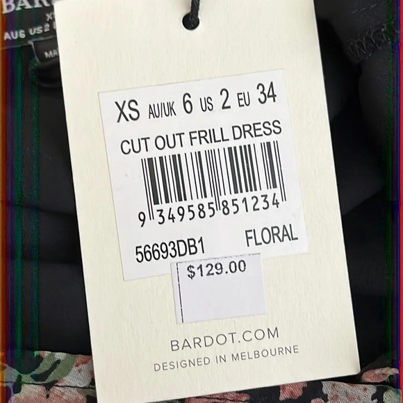 Bardot Cut Out Frill Mini Dress in Floral - NEW - Size XS (2 US) - Picture 7 of 9